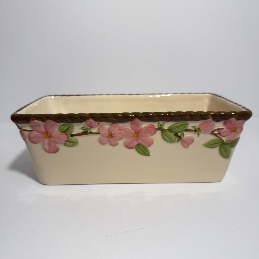 Franciscan Desert Rose Loaf Pan Handpainted Earthenware Rectangular Baker Pink